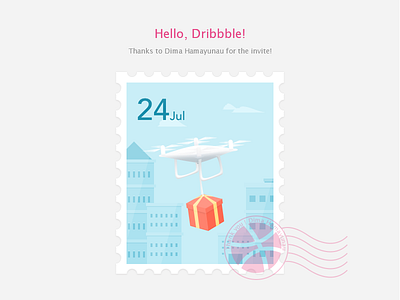 Hello, dribbble! debuts dribbble first shot illustration stamp