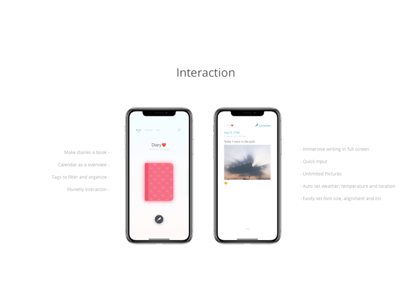Once - Journal / Diary App Interaction app diary gif ios ui ux