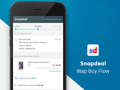 Snapdeal Wap Buy Flow address apps buy flow checkout e commerce ecommerce mobile payment paymnet shipping shopping