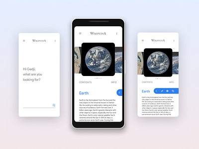 Wikipedia App redesign clear first shot hello dribbble material design redesign ui wikipedia