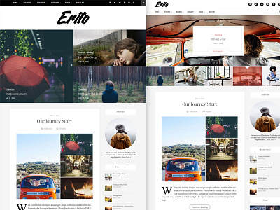 Erīto V1.1.0 | Personal Blog WordPress Theme blog blogging hero light teaser unsplash web design website white wordpress