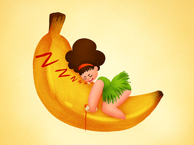 Banana-Girl art banana character concept fantasy girl illustration love sleep summer yellow