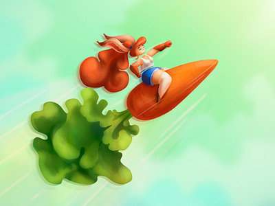 rocket-carrot carrot character concept creative fantasy fly girl illustration