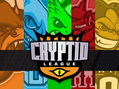 Cryptid League (2016) branding design illustration logo typography vector