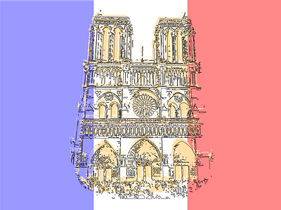 Notre Dame design drawing france illustration notre dame vector