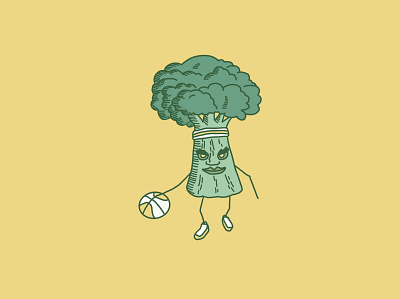 Beefy Broccoli ball basketball broccoli fun illustration life november seattle sport vegetables vegi