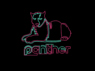 Two lined panther green neon one line panther pink