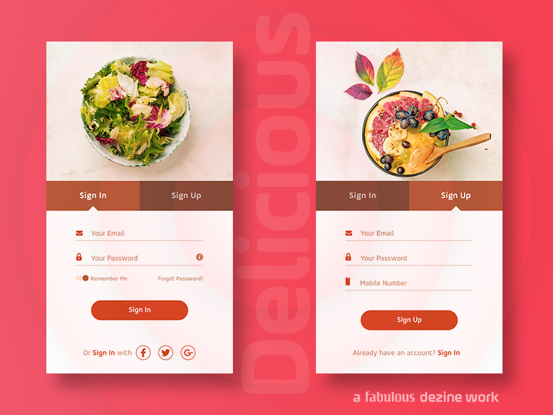 Delicious - Mobile App Ui Kit Startup Screens by Tejinder ...