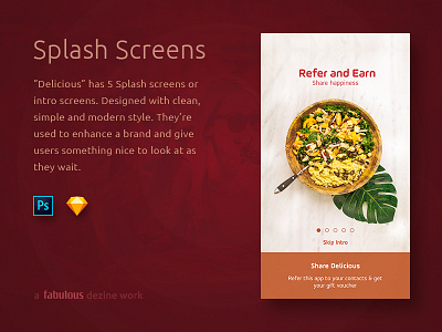 Delicious - Mobile App Ui Kit Splash Screens bakery book a table fast food food food delivery foodie hotel photoshop restaurant sketch take away takeaway