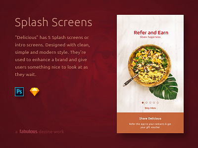 Delicious - Mobile App Ui Kit Splash Screens