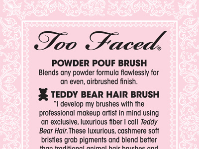 Too Faced Powder Pouf packaging (reverse) beauty packaging