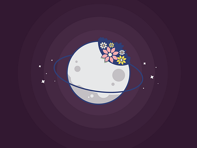 Blooming moon design illustration minimalist moon planet space vector