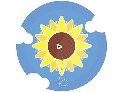 Choosen of the sun bee clouds design illustration minimalist sunflower