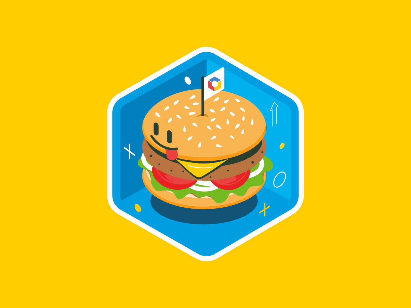 Burguer in Motion animation bouncy burger character design food indicius litebox square website yellow