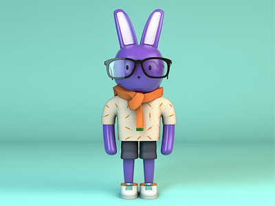Purple Bunny Character 3d bunny character cinema 4d model purple
