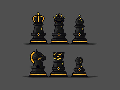 Chess Black Characters asset black board board game chess chess vector game illustration. king queen