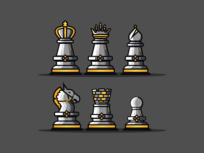 Chess_Character White asset black board board game chess game illustration. king queen