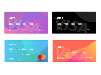 Payment Cards cards color color gradient colour gradients payment payment card ui
