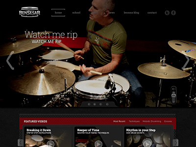 Home Page Mock-up drum e commerce lessons logo ui website