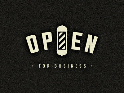 Open barbershop header lettering minimal vintage