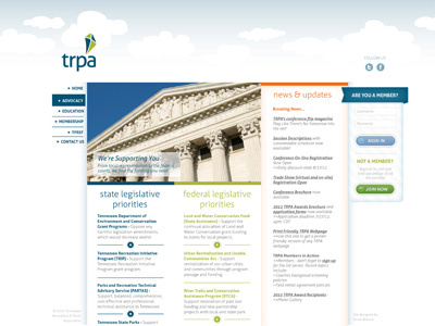 TRPA Website Mock-up (interior page)