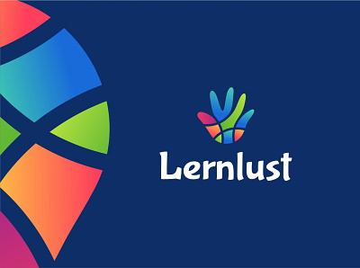 Lernlust logo child colorful education fimbird hand learn logo