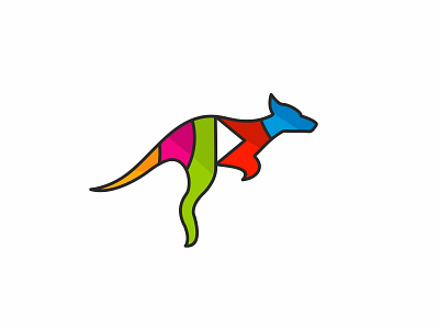 Playkangaroo animal colorful design fimbird kangaroo logodesigner play technology