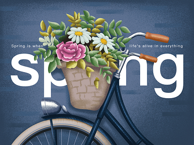 Hello Dribbble! bicycle flower illustration spring