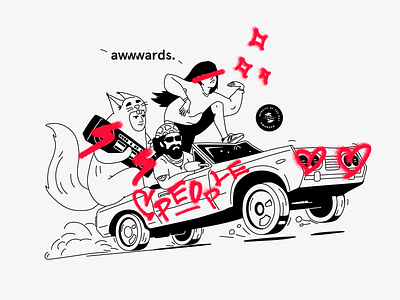 🎊When we won awwwards!!! 🏆 car girl illustration man squirrel vector