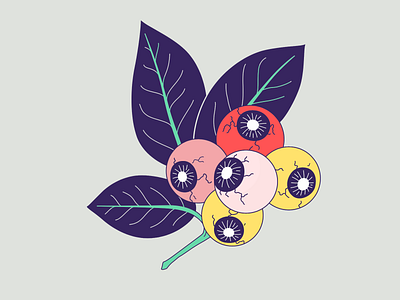 👁 Eyeberry 🍒 berry eye eyeball illustration leaf plant vector violet