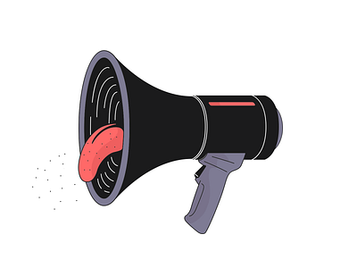 📣Scream! 😱 hand illustration megaphone scream tongue vector