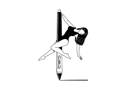 💃pretty pen 🖊 a pen fitness girl girl character illustration sport tablet vector