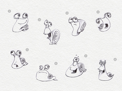 Snails characters pen pencil snail