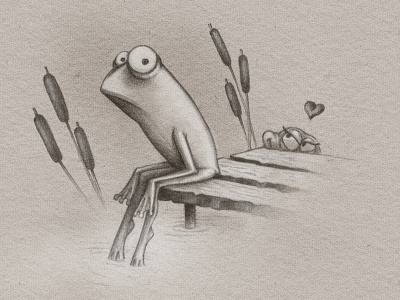 The Ex. She's out there... boyfriend bulrush ex frog girlfriend illustration lake love sketch