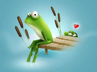 The Ex. She's out there (stalking)... boyfriend bulrush ex frog girlfriend illustration lake love sketch