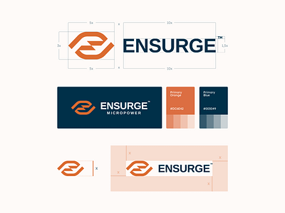 Part of the brand guidelines for Ensurge Micropower. brand guidelines brand identity brand identity design brand kit branding design logo logo symbol logomark logotype