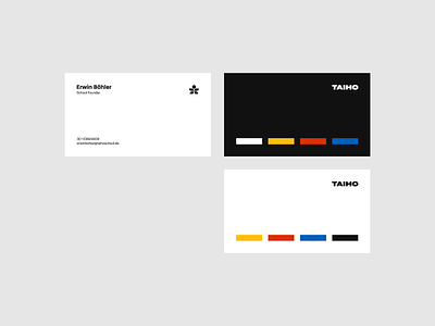 Minimalist business card design for Taiho private karate school.