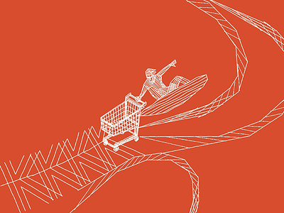 K Shopping bamboo bambou gravé caddie cart grid hand drawn letter k lines shop shopping shopping cart surf surfer surfing wave wireframe