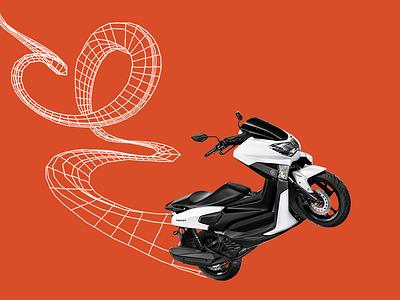 Bambooster bike biker cool drive fast illustration line lines motorcycle orange path pathway quadrille road route scooter speed trail vehicule wireframe