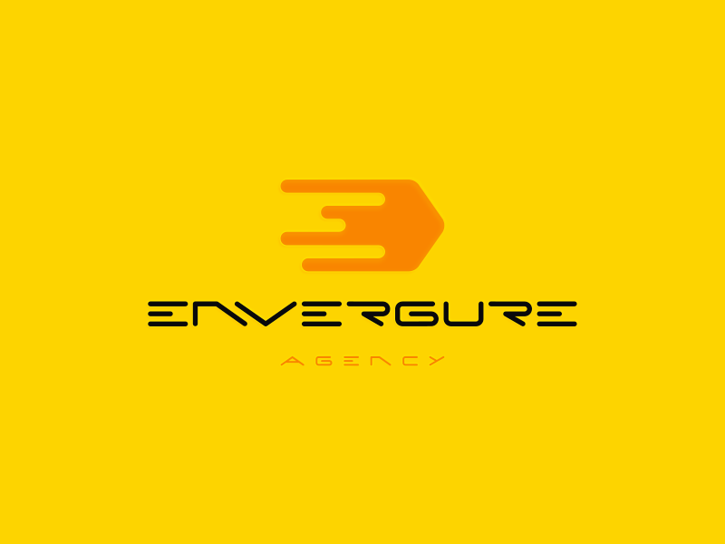 Envergure agency ai communication creative design e effects font future illustration light lines logo speed through type typogaphy web wide yellow