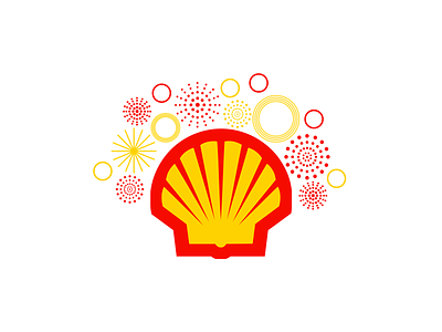 Shell Anniversary anniversary bicolor brand branding creative design energy fireworks fuel gas gas station graphic identity illustration logo red shell station year yellow