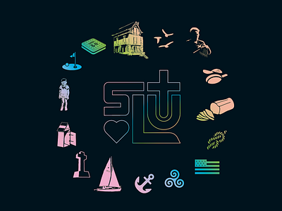 STLU pictograms anchor beach birds boat breizh bretagne brittany cabin crepe family france grandma holidays illustration knot picto sail slut summer triskele