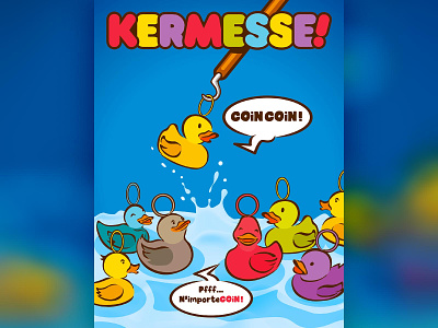 Kermesse! Pick-a-duck canaries children coin colorfull colourfull comics duck fair fun game hook kermesse kid kindergarden laugh pick pick a duck quack stick win