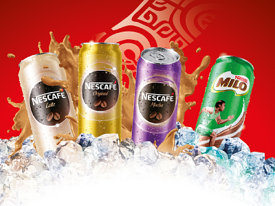 Ready to drink ad beverage beverages cafe can cans chocolate coffee commercial drink drinks ice ice cubes milo nescafe nestle plv pos rtd splash