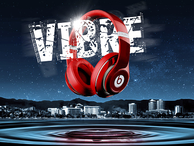 Beats Vibration Night beats dr dre drop headphones loud music ripples vibes vibrations vibre water