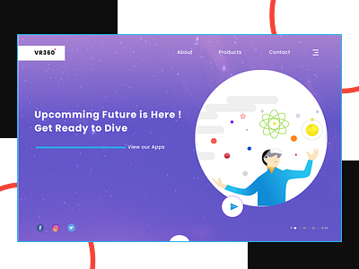 Virtual Reality 360 adobe ar color future gradient illustration mr ui ux virtual web