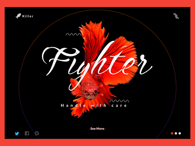 Fighter fish adobe beach color flat graphics icons illustration photoshop seashore summer ui