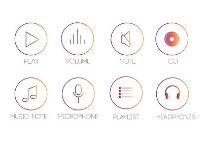 Music Icons colours gradient icons icons for app minimal music music icons web