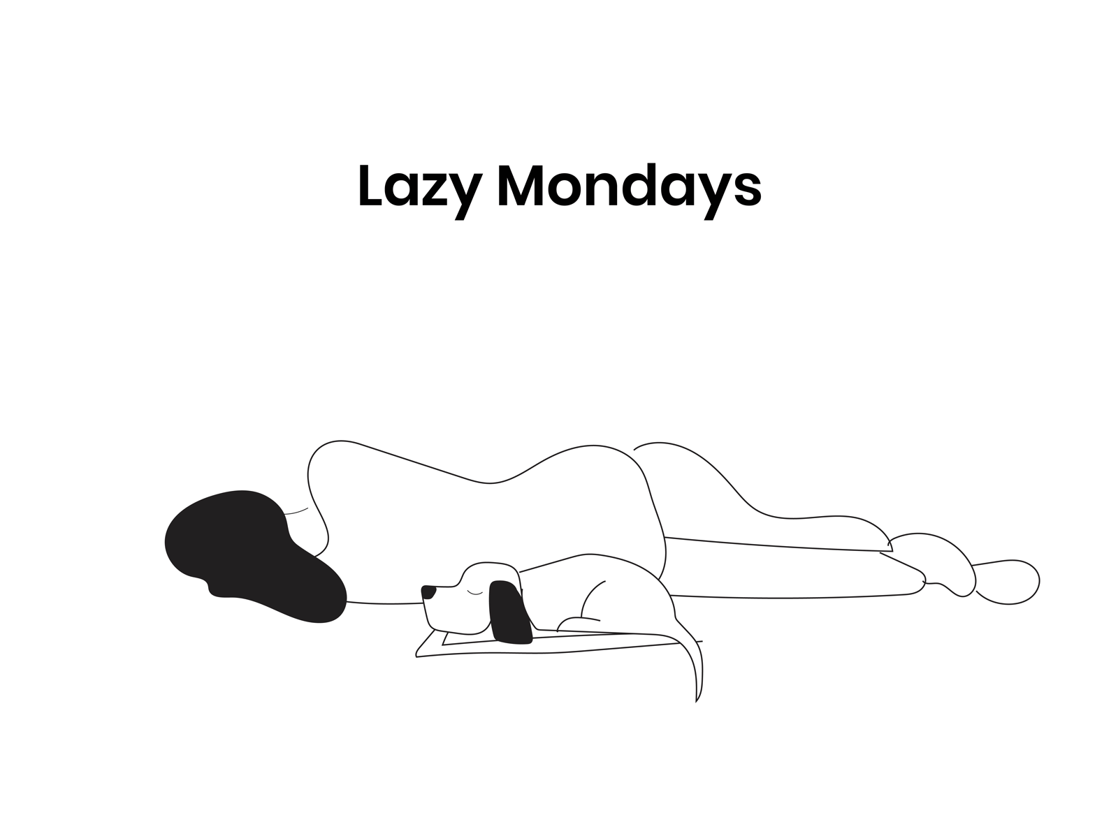 Lazy Mondays black white dog gif illustration illustrator lazy minimal minimal gif photoshop sleep work