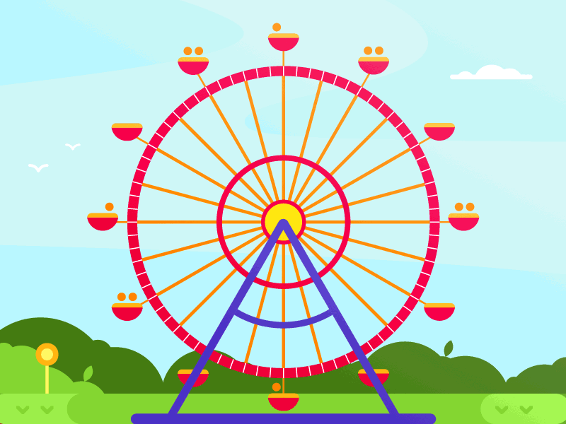 Ferris wheel day fairground ride ferris wheel happyness illustration loop motion design night theme park